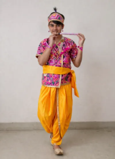 Pink And Yellow Krishna Fancy Dress – Janmashtami Dress, Mod Fancy Dress Delhi