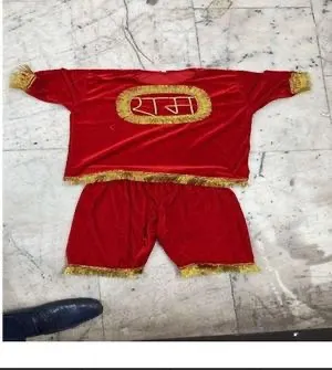 Hanuman Ji Red Dress (Top and Shorts) for kids – view 2, Ramleela Costumes, Mod Fancy Dress Delhi