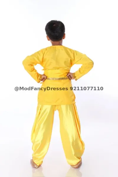 Angarkha Dhoti Fancy Dress Costume Yellow for kids – view 2, Rajasthani Dress, Mod Fancy Dress Delhi