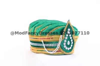 Mughal Fancy Pagdi Green Fancy Dress for kids – view 4, Accessories, Mod Fancy Dress Delhi