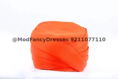 Sikh Punjabi Safa Pagadi Orange Fancy Dress – view 3, Accessories, Mod Fancy Dress Delhi