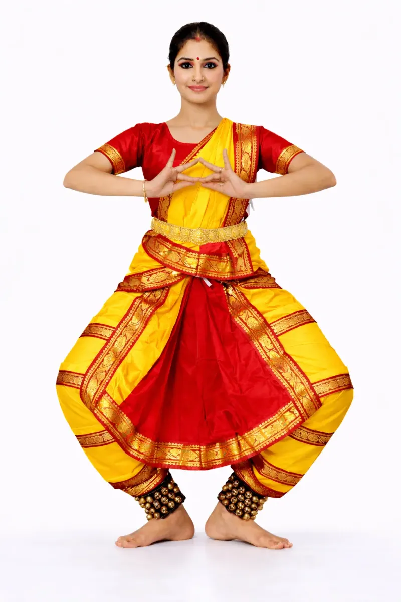 Yellow And Red Bharatnatyam Fancy Dress for adults – Bharatnatyam, Mod Fancy Dress Delhi