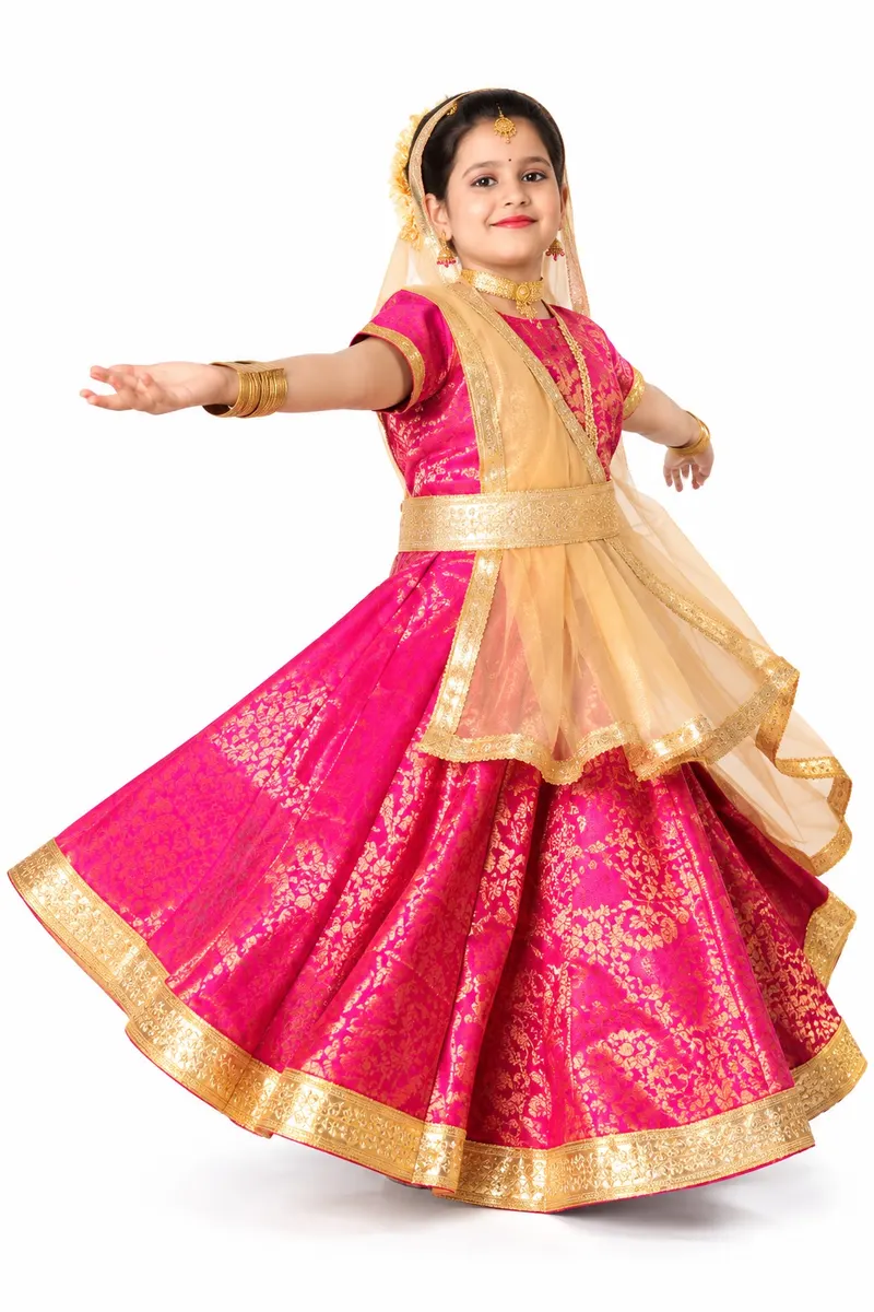 Pink Kathak Dress – Brocade Lehenga Style – Kathak Dress, Mod Fancy Dress Delhi