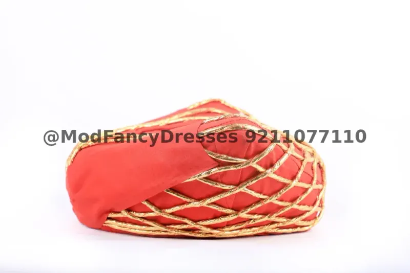 Maratha Safa Pagdi Red And Golden Fancy Dress for kids – Accessories, Mod Fancy Dress Delhi