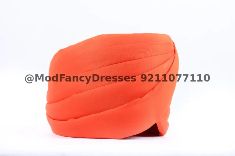 Sikh Punjabi Safa Pagadi Orange Fancy Dress – Accessories, Mod Fancy Dress Delhi