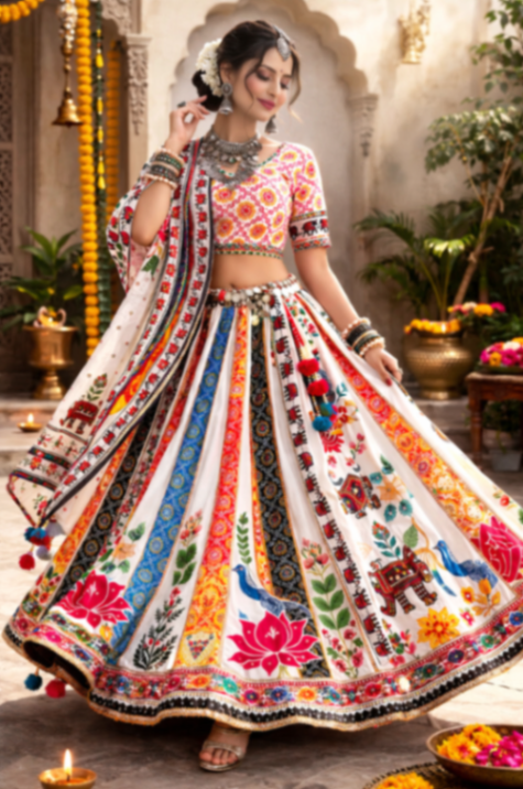 White Dandiya fancy dress Main Image