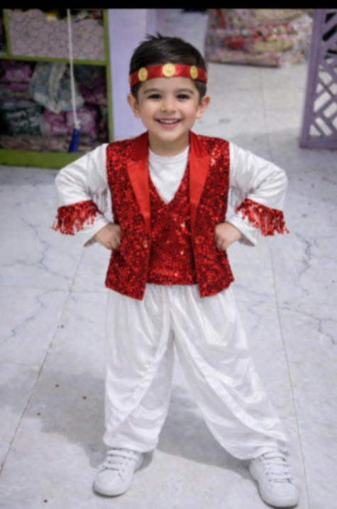 Western White And Red Fancy Dress Main Image