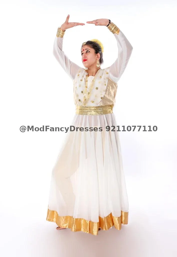 Anarkali Kathak Fancy Dress Costume White Thumbnail