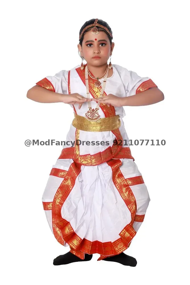 Bharatanatyam Dress Costume White Red