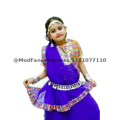Blue Polyester Garba Dance Costume