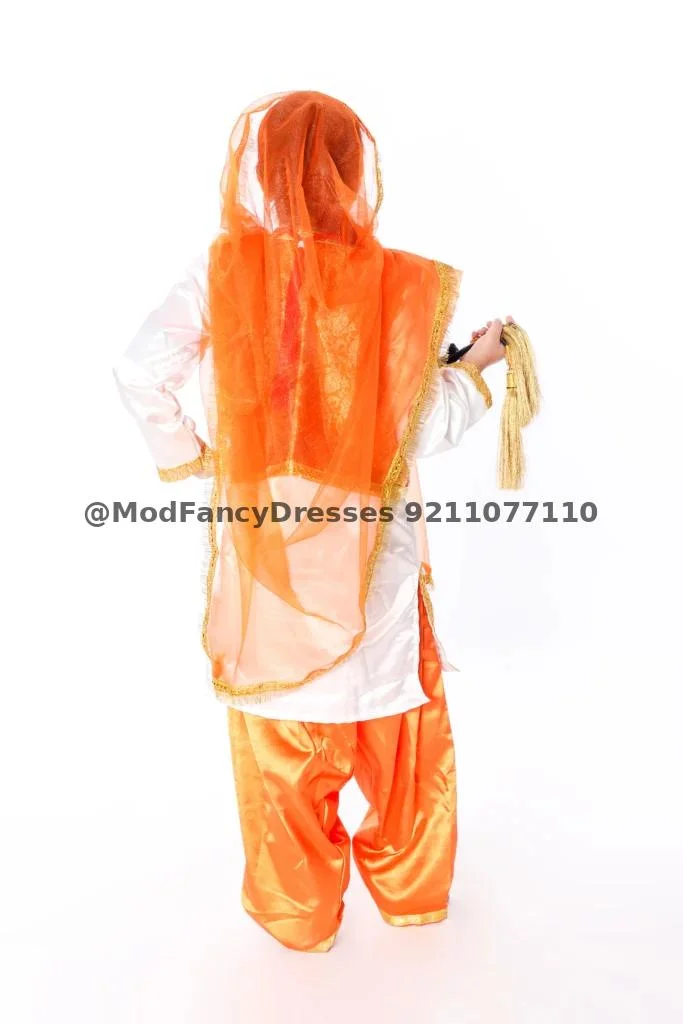 Giddha Dance Fancy Dress Orange White Thumbnail