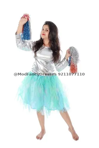 Indo Western Dance Dress In Silver And Blue