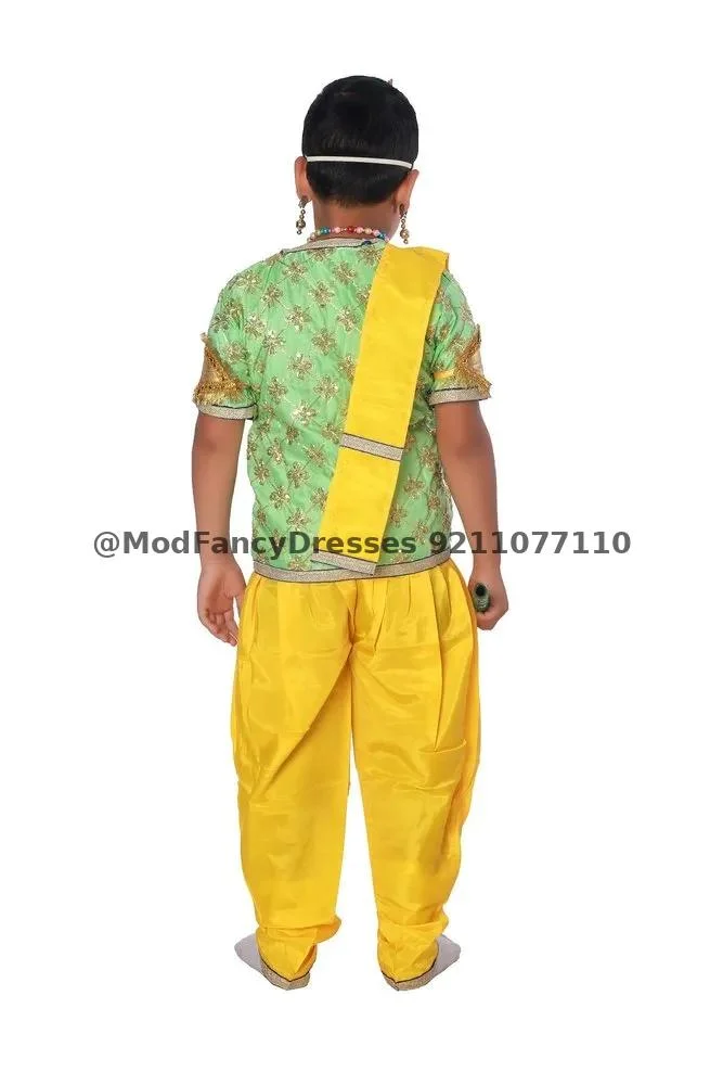 Krishna Fancy Dress Costume Green Yellow Thumbnail