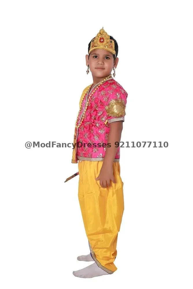Krishna Fancy Dress Costume Pink Yellow Thumbnail