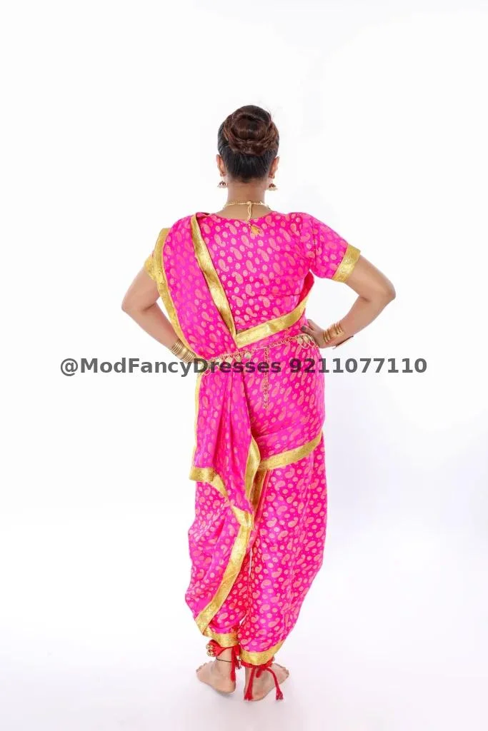 Lavani Saree Fancy Dress Costume Pink Thumbnail