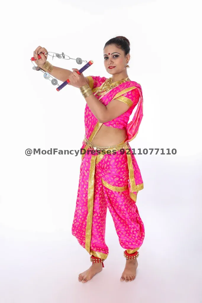 Lavani Saree Fancy Dress Costume Pink