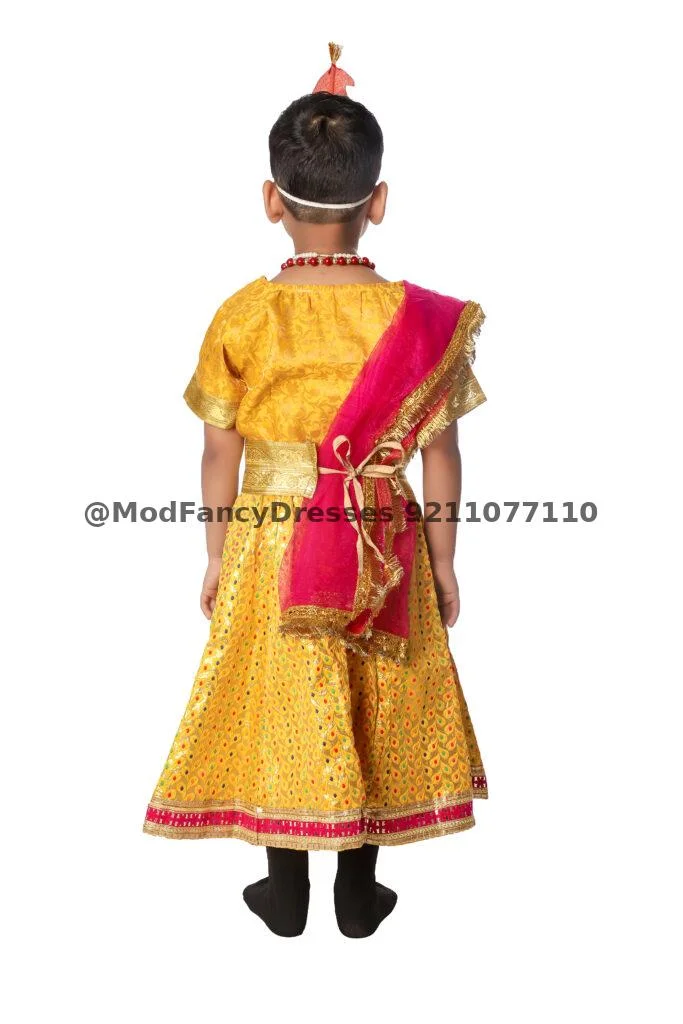Radha Fancy Dress Costume In Yellow Thumbnail