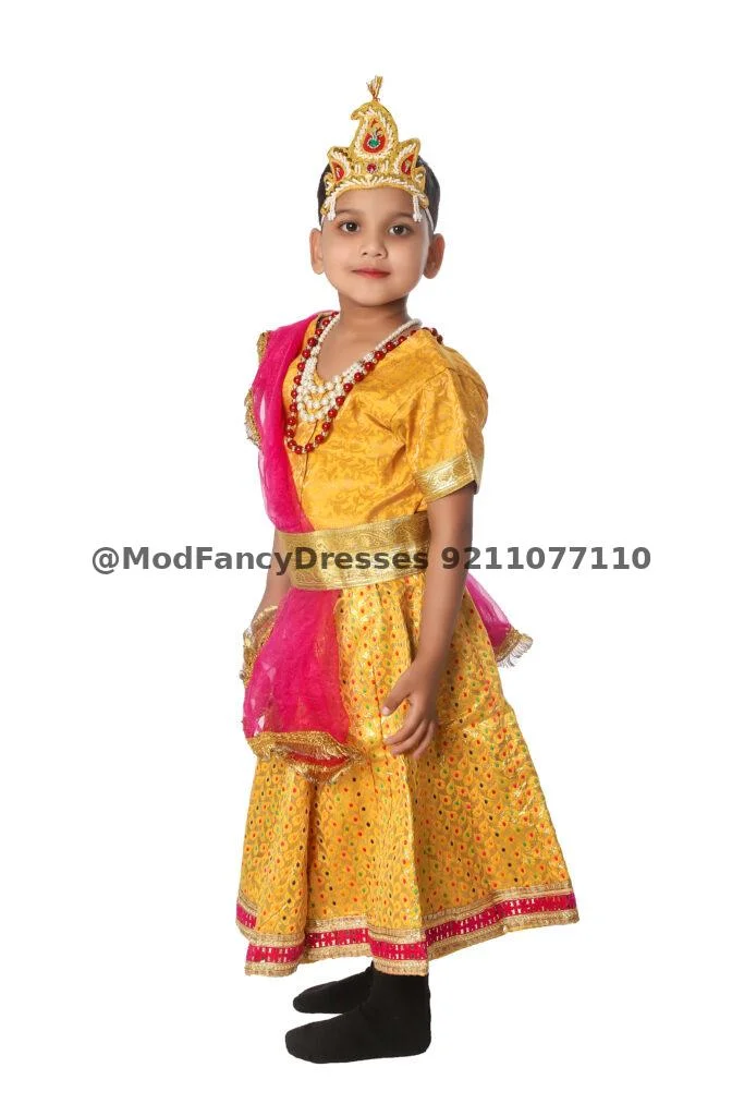 Radha Fancy Dress Costume In Yellow Thumbnail