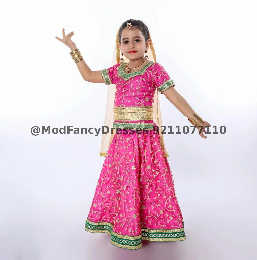 Radha Rani Lehenga Dress Pink Golden Thumbnail