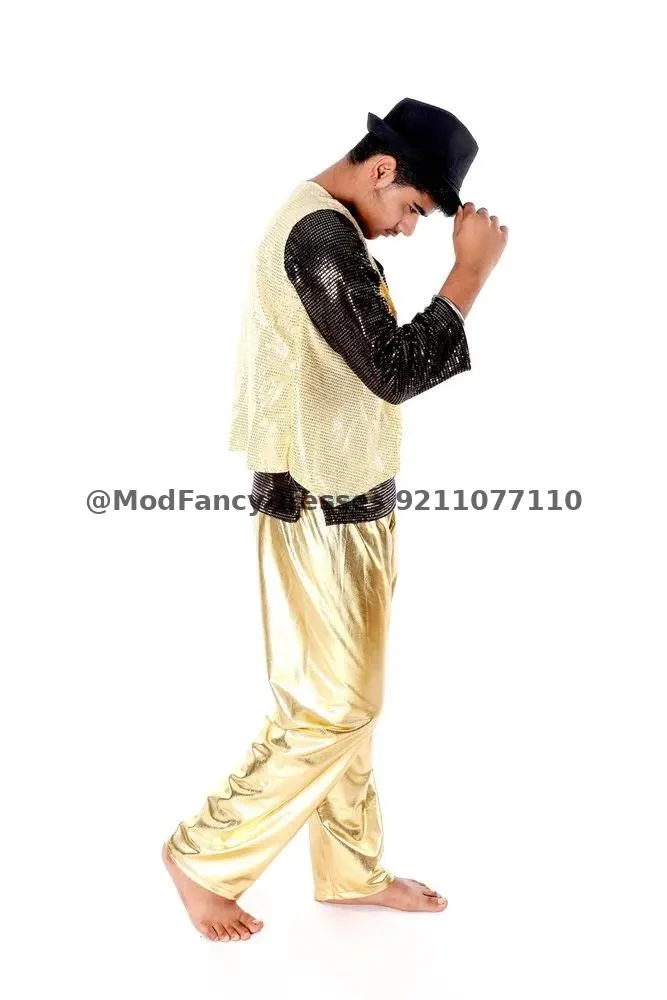 Western Dance Dress In Golden And Black Color Thumbnail