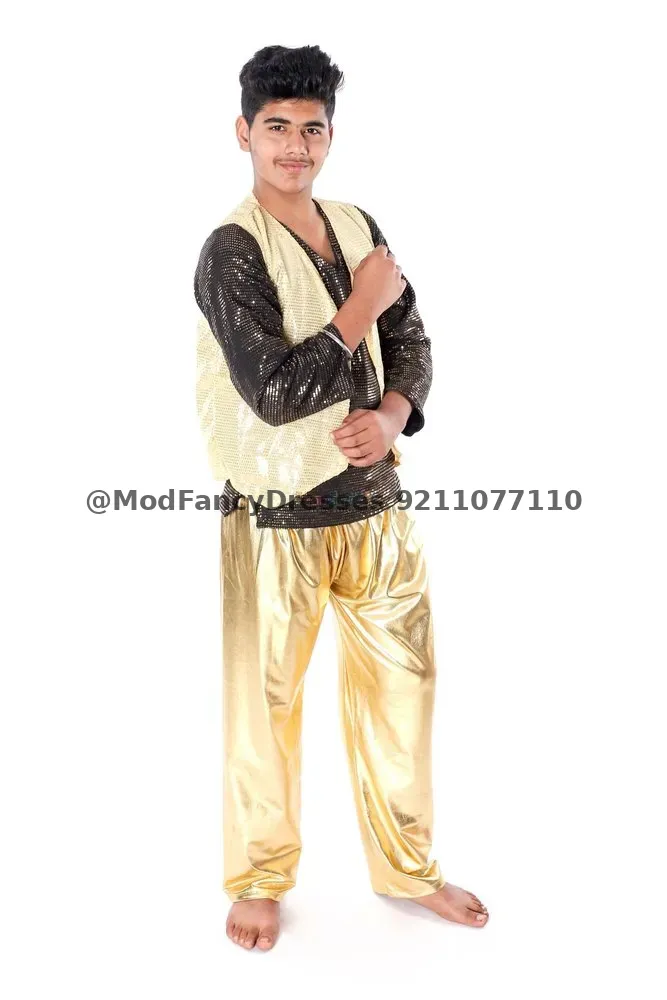 Western Dance Dress In Golden And Black Color