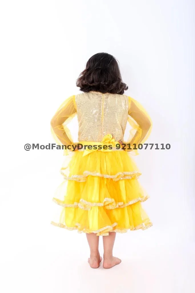 Western Dance Frock Fancy Dress Costume Yellow Thumbnail