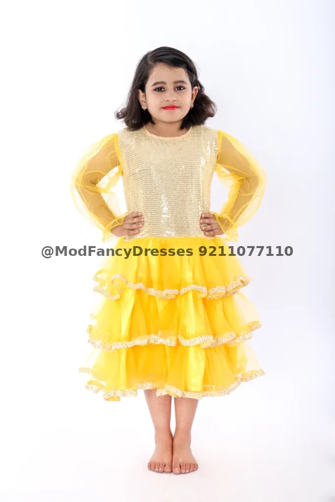 Western Dance Frock Fancy Dress Costume Yellow