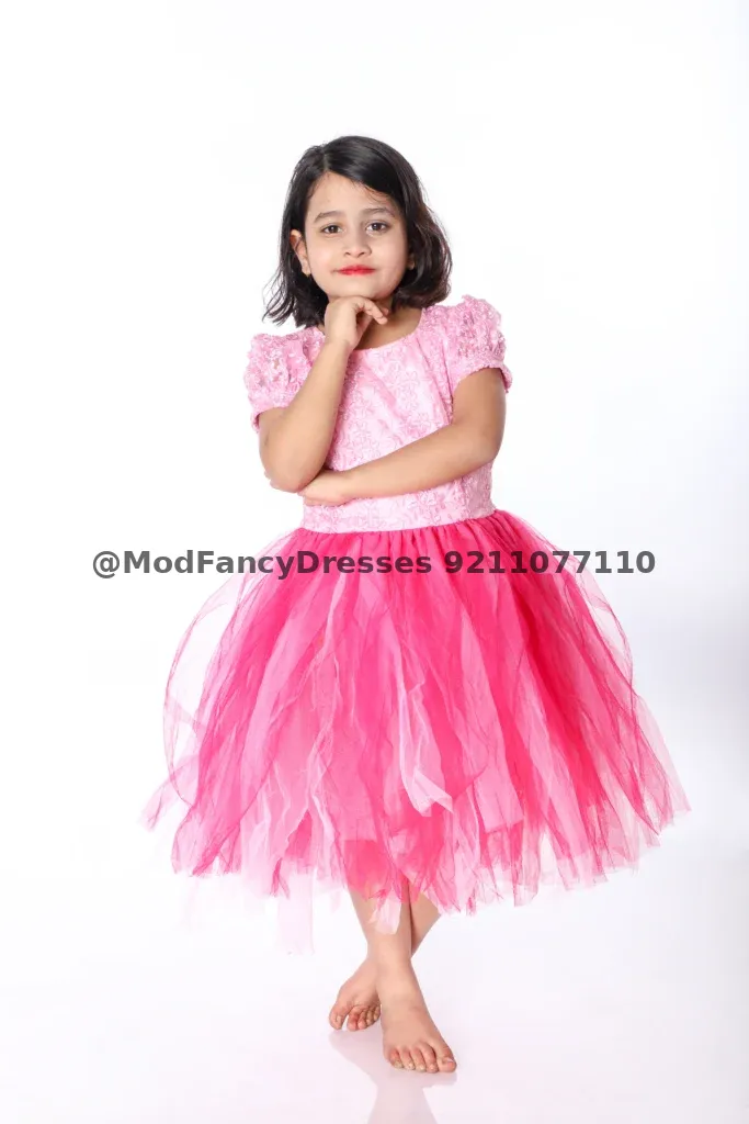 Western Dance Frock Fancy Dress Pink