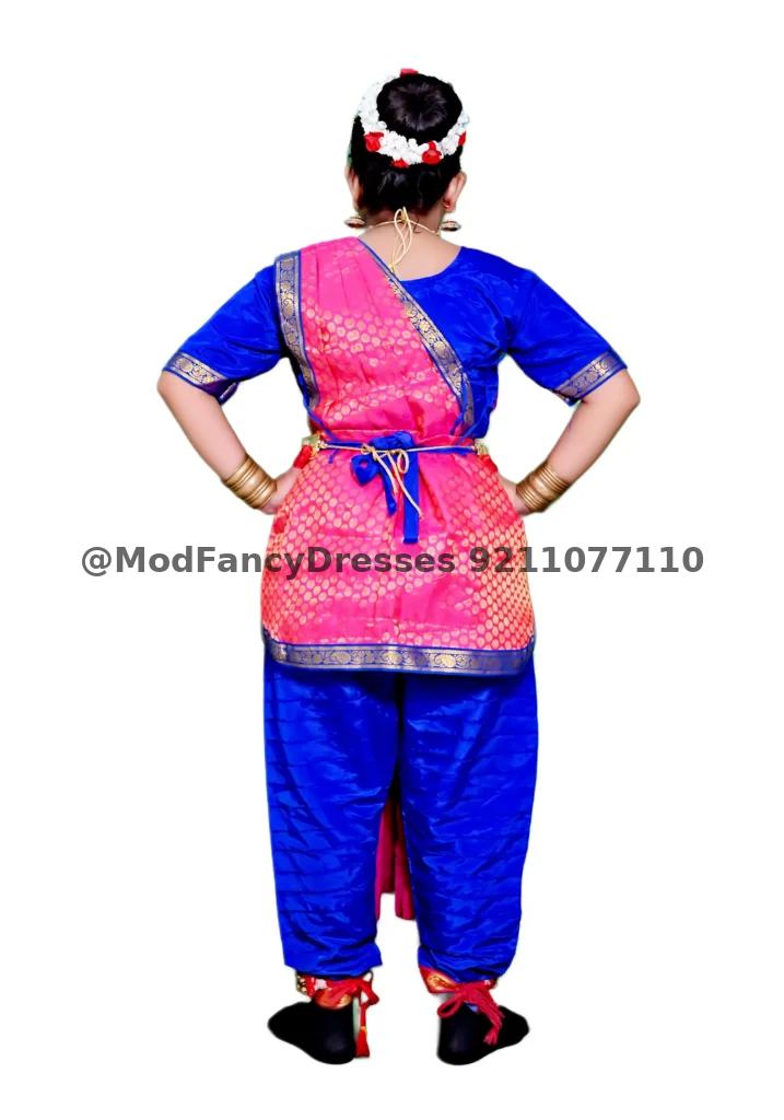 Bharatanatyam Dance Dress In Blue Magenta Colour Thumbnail
