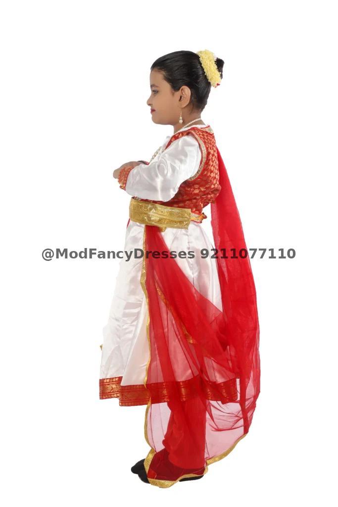 Kathak Anarkali Fancy Dress Style White Red Thumbnail