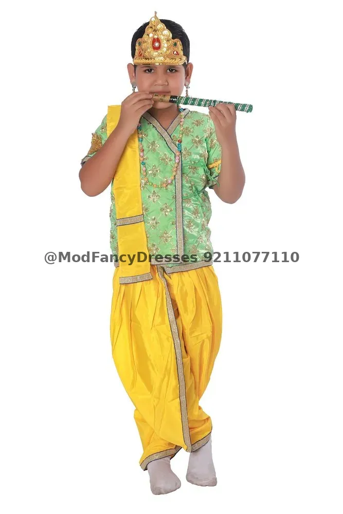 Krishna Fancy Dress Costume Green Yellow