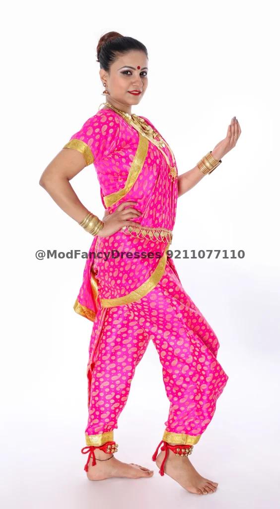 Lavani Saree Fancy Dress Costume Pink Thumbnail