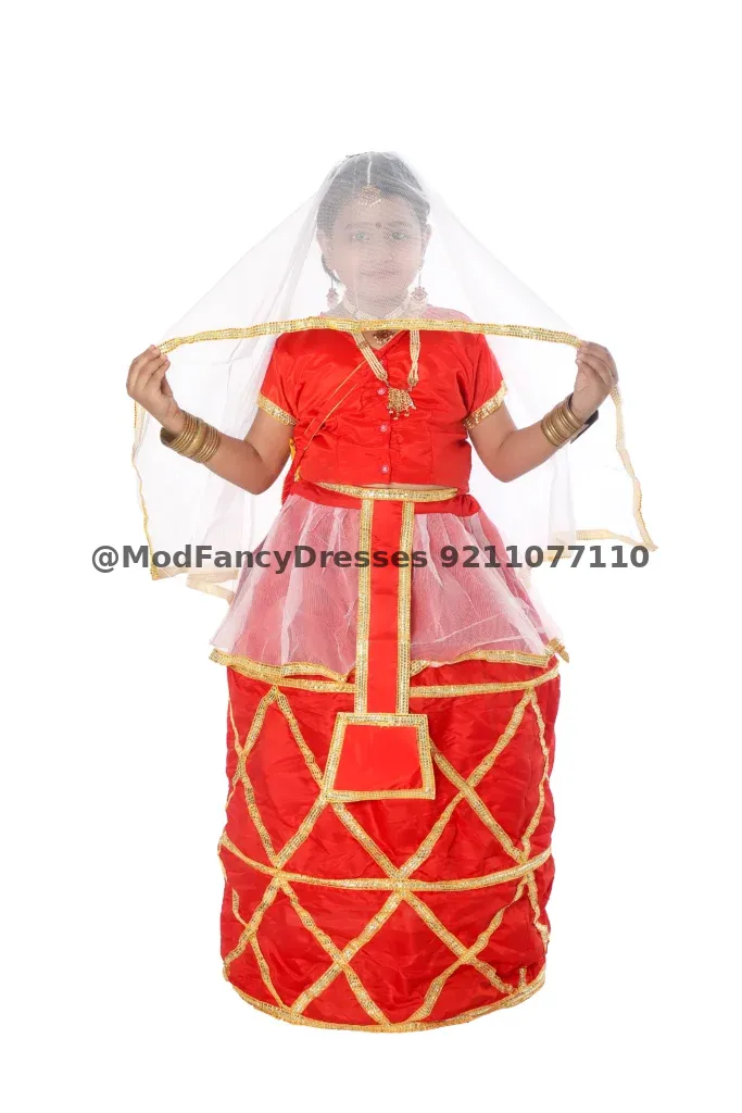 Manipuri Dance Fancy Dress Costume For Girls