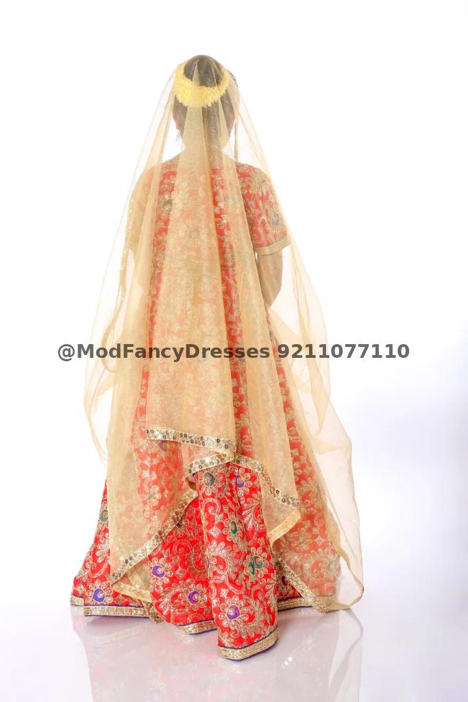 Radha Rani Fancy Dress Lehenga Golden Red Thumbnail