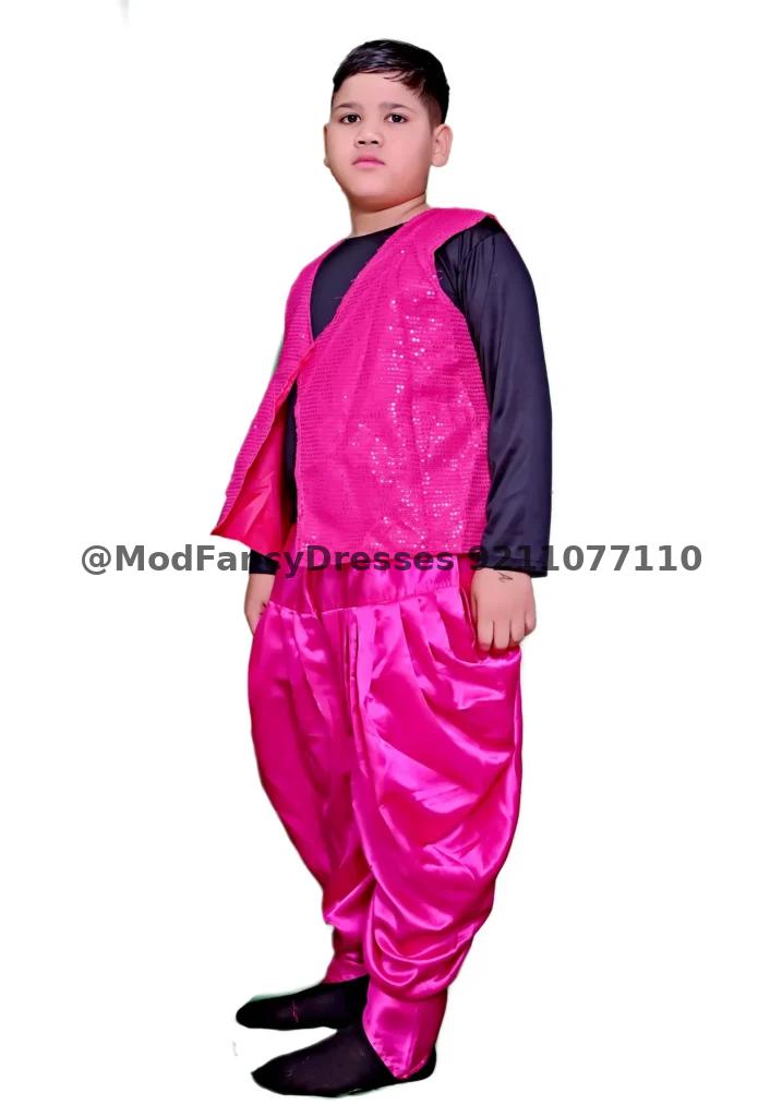 Western Dance Dress For Boy Magenta Black Colour Thumbnail