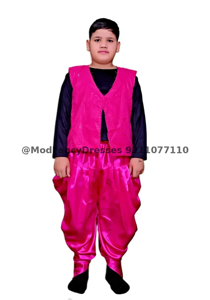 Western Dance Dress For Boy Magenta Black Colour