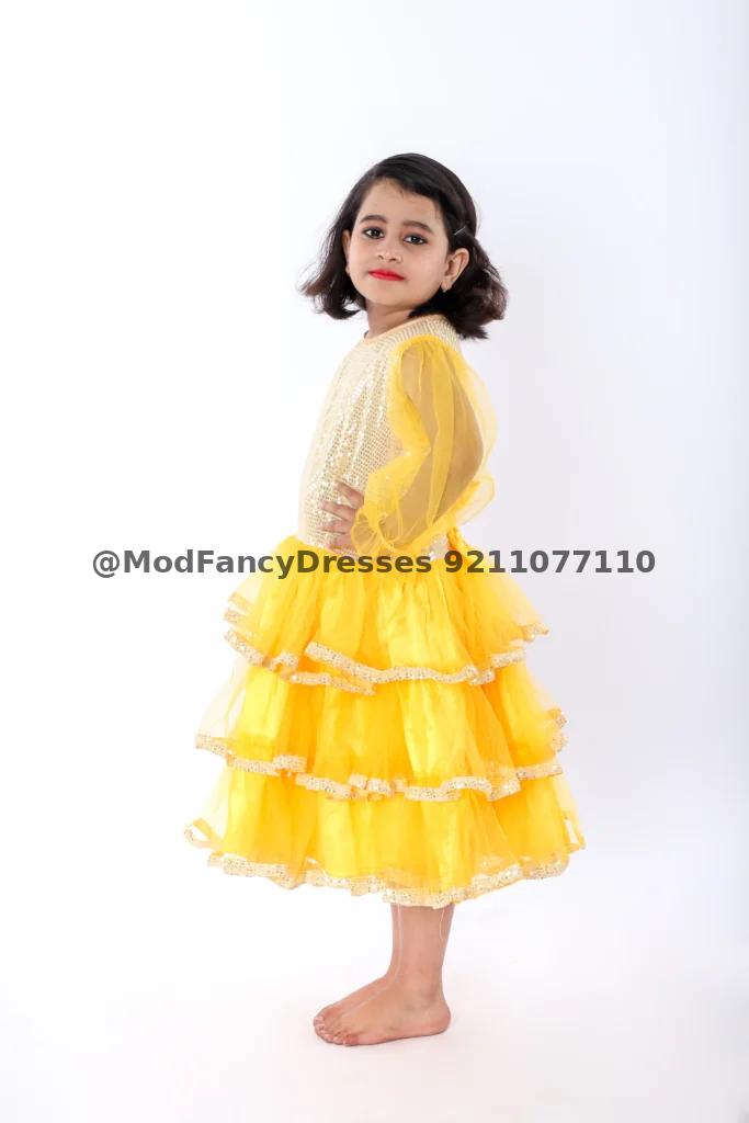 Western Dance Frock Fancy Dress Costume Yellow Thumbnail
